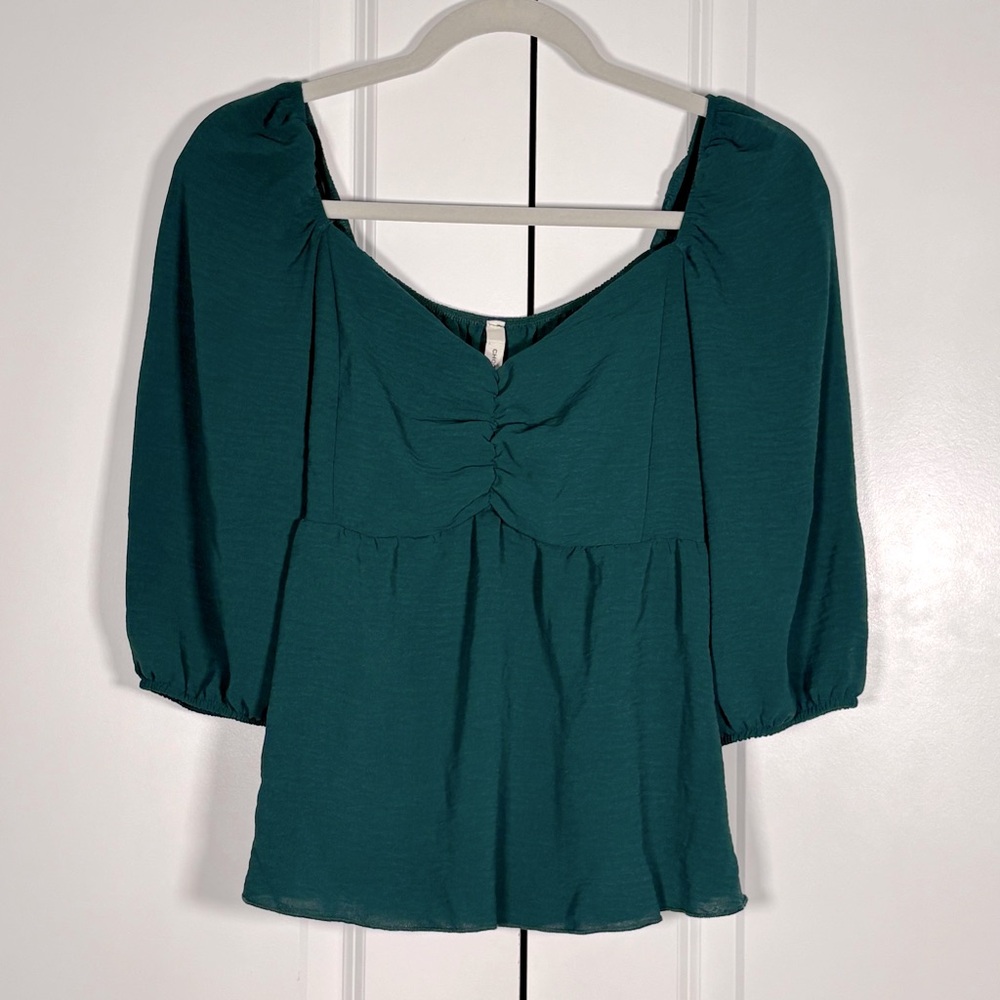 Chocolate Forest Green Babydoll Top